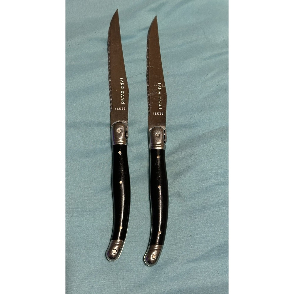 2Farberware 18H769 Fine Serrated Steak Knives,‎ W/ Black Scales